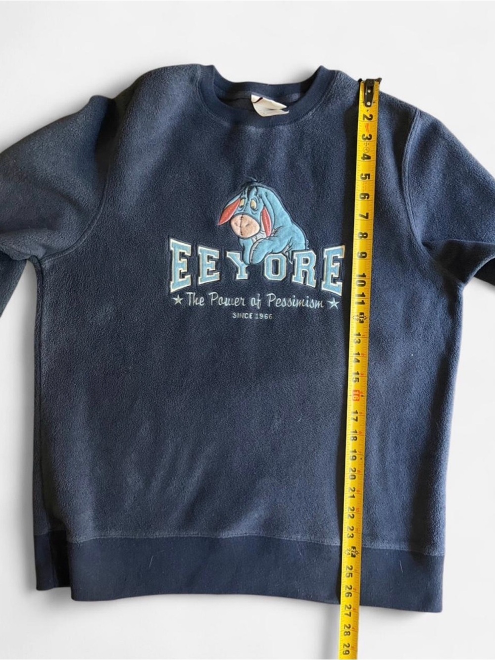 Vintage 90s Disney Store Eeyore "Power Of Pessimism" Navy Fleece Sweater S View 5
